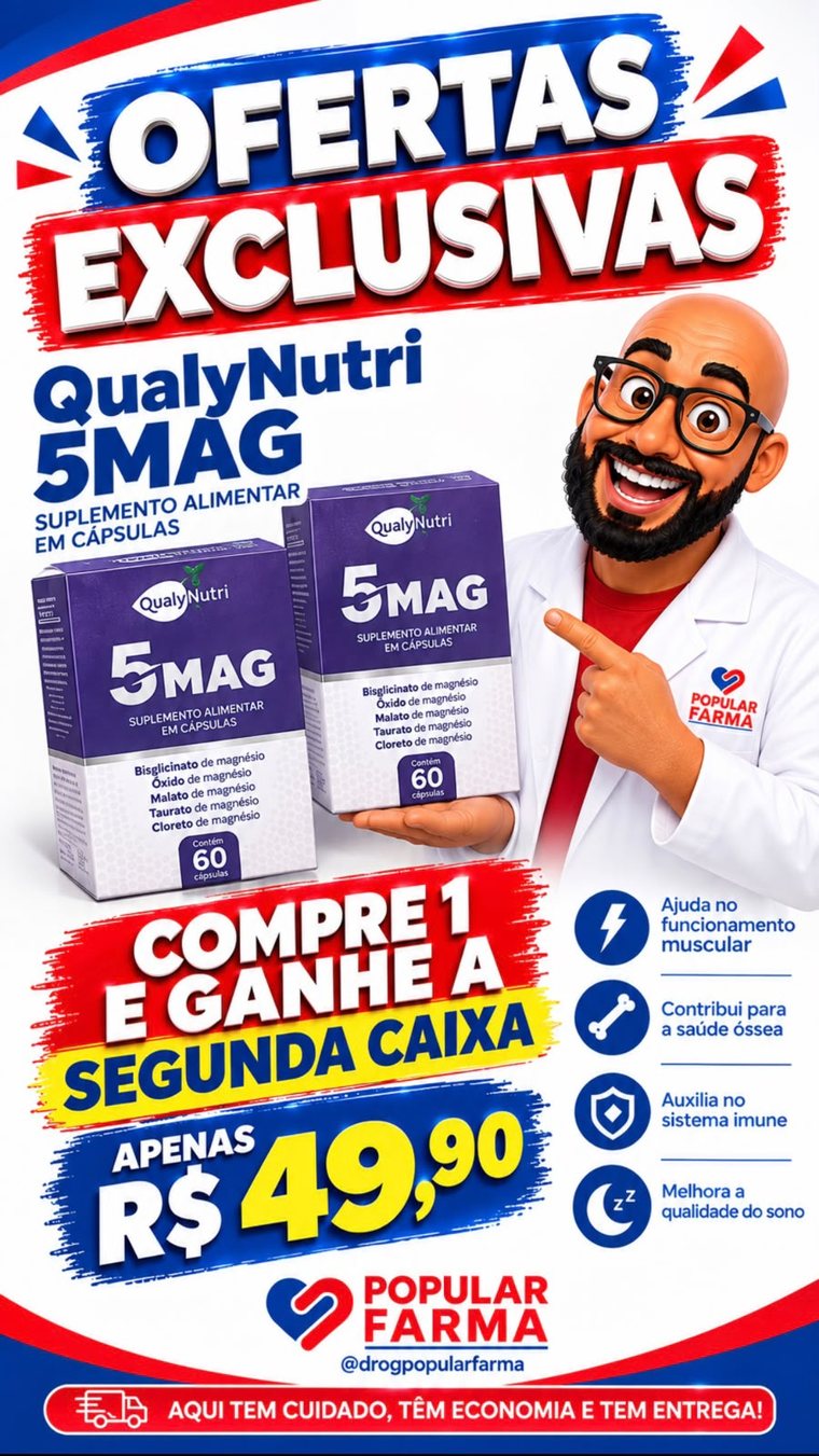 Oferta QualyNutri 5MAG - compre 1 e ganhe a 2ª caixa por R$ 49,90